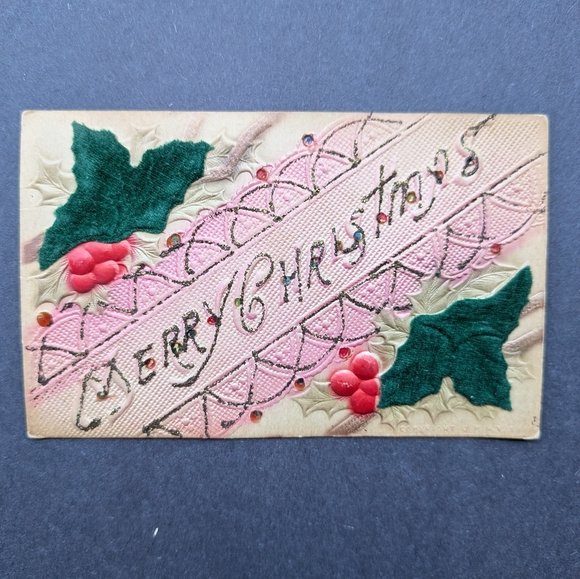 Other - Vintage Festive Pink and Green Holiday Card #10